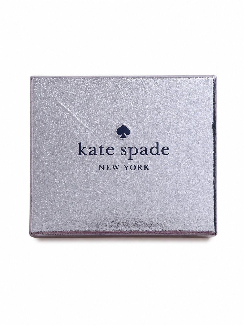 Kate Spade New York Silver Metallic Leather Card Holder Wallet Gift Box